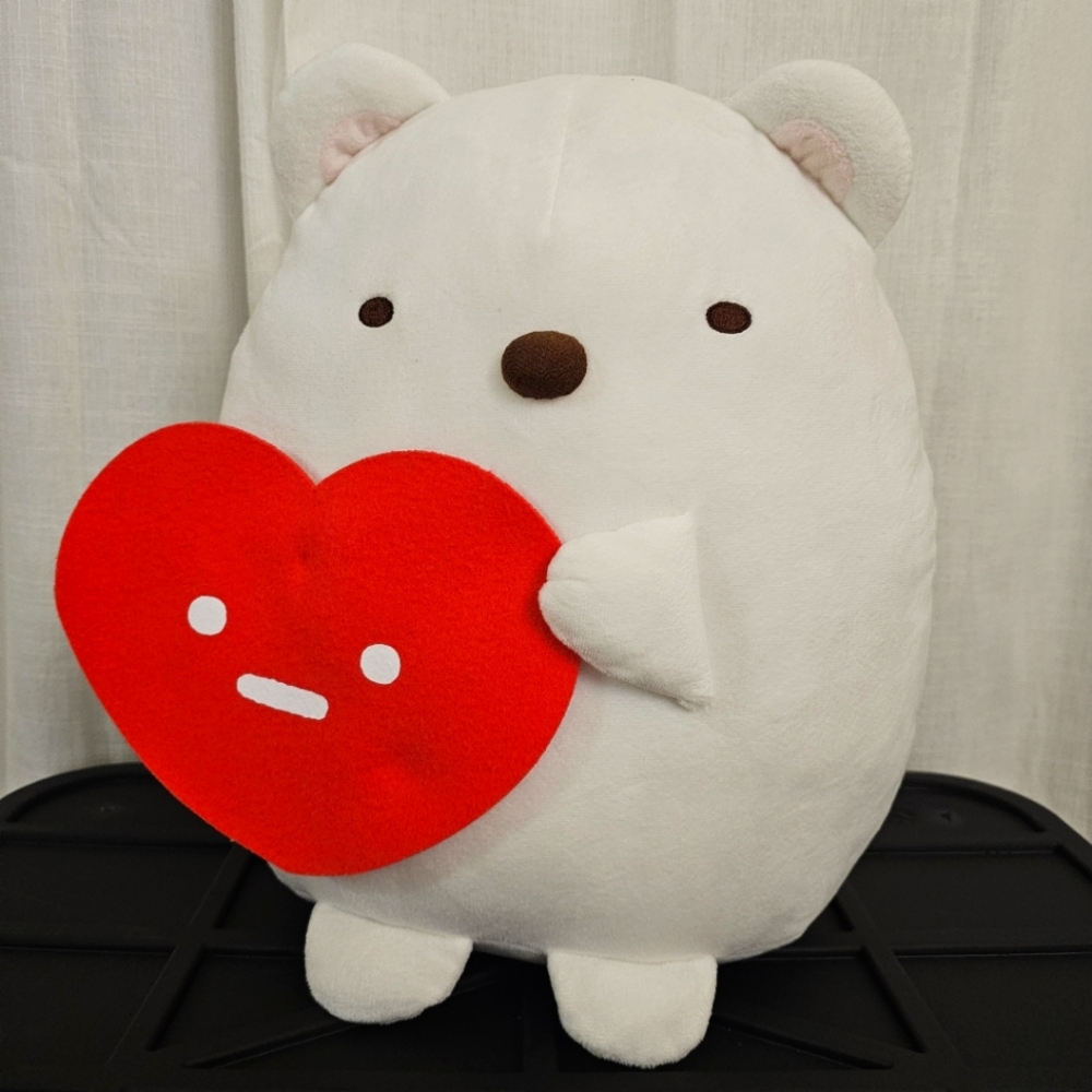 NEW San-X Shirokuma Big Plush White Bear w/ Heart - Sumikko Gurashi 16" NWT